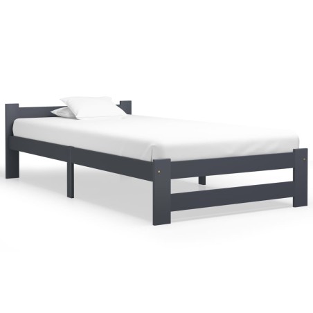 vidaXL Estructura de cama madera maciza de pino gris oscuro 100x200 cm