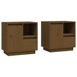 vidaXL Mesitas noche 2 uds madera maciza pino marrón miel 50x34x50 cm