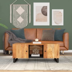 vidaXL Mesa de centro madera maciza acacia y contrachapada 100x54x40cm