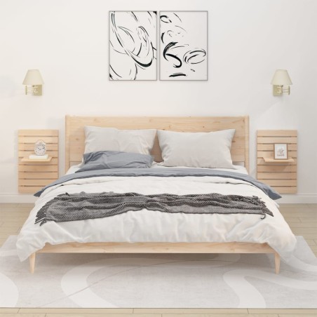 vidaXL Estantes mesitas de pared 2 uds madera maciza de pino