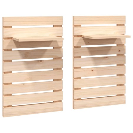 vidaXL Estantes mesitas de pared 2 uds madera maciza de pino