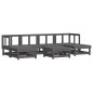 vidaXL Juego de muebles de jardín 7 piezas madera maciza de pino gris