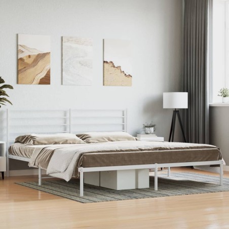 vidaXL Estructura de cama de metal con cabecero blanco 180x200 cm