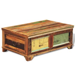 vidaXL Mesa de centro vintage con almacenaje madera reciclada 