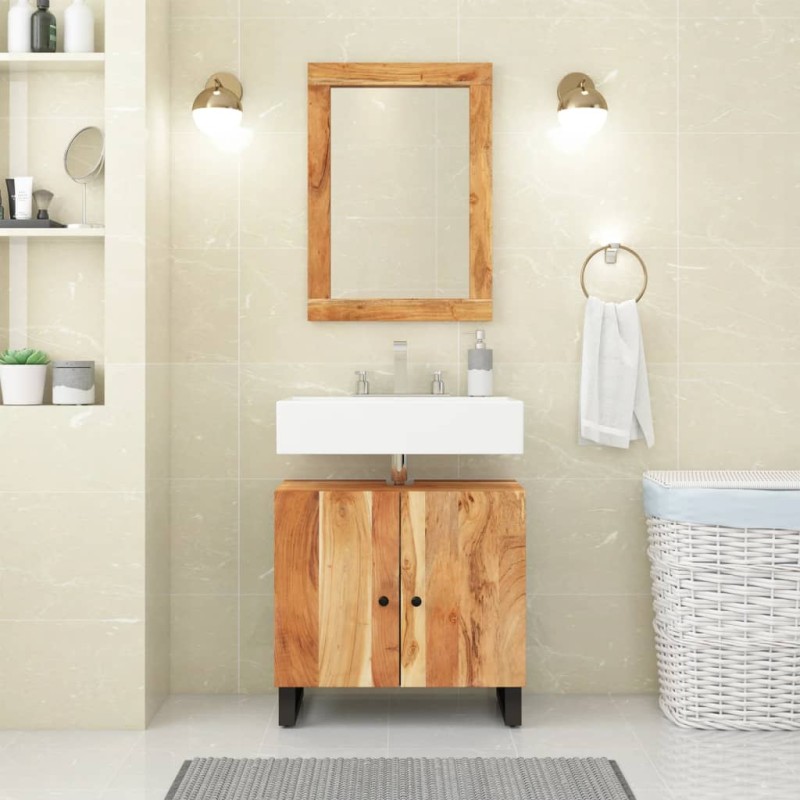 vidaXL Mueble de lavabo madera acacia y madera ingeniería 62x33x58 cm vidaXL Mueble de lavabo madera acacia y madera ingeniería 62x33x58 cm