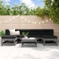 vidaXL Juego de muebles de jardín 7 piezas madera maciza de pino gris vidaXL Juego de muebles de jardín 7 piezas madera maciza de pino gris