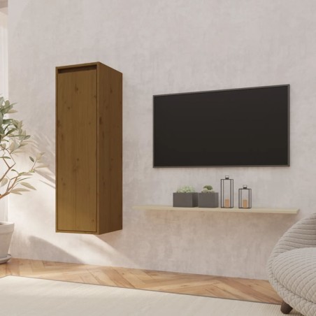 vidaXL Armario de pared madera maciza de pino marrón miel 30x30x100 cm