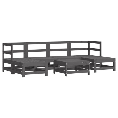vidaXL Juego de muebles de jardín 7 piezas madera maciza de pino gris
