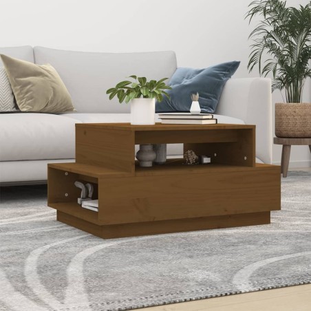 vidaXL Mesa de centro madera maciza de pino marrón miel 80x55x40,5 cm