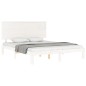 vidaXL Estructura de cama matrimonio con cabecero madera maciza blanco vidaXL Estructura de cama matrimonio con cabecero madera maciza blanco