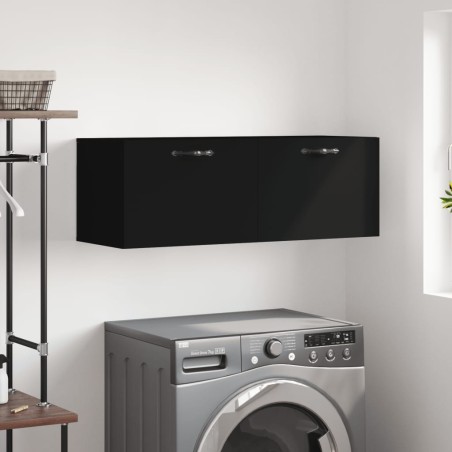 vidaXL Armario de pared madera de ingeniería negro 100x36,5x35 cm