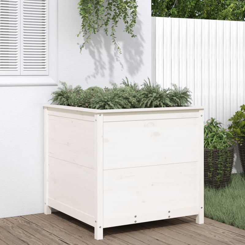 vidaXL Jardinera madera maciza de pino blanco 82,5x82,5x78 cm vidaXL Jardinera madera maciza de pino blanco 82,5x82,5x78 cm