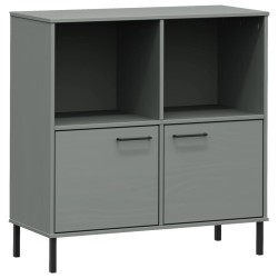 vidaXL Librería patas de metal OSLO madera maciza gris 90x35x90,5 cm
