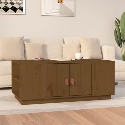 vidaXL Mesa de centro madera maciza de pino marrón miel 100x50x41 cm