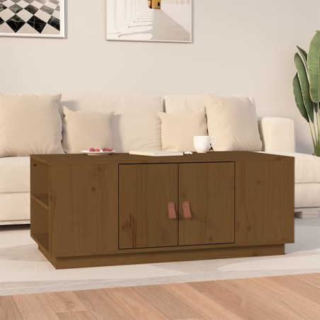 vidaXL Mesa de centro madera maciza de pino marrón miel 100x50x41 cm
