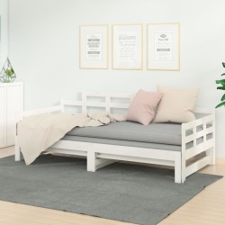 vidaXL Sofá cama extraíble madera maciza de pino blanco 2x(90x190) cm