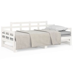 vidaXL Sofá cama extraíble madera maciza de pino blanco 2x(90x190) cm