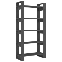 vidaXL Estantería/divisor de espacios madera maciza gris 80x35x160 cm