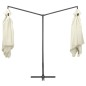 vidaXL Sombrilla doble de jardín palo acero blanco arena 250x250 cm 