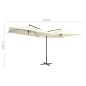 vidaXL Sombrilla doble de jardín palo acero blanco arena 250x250 cm 