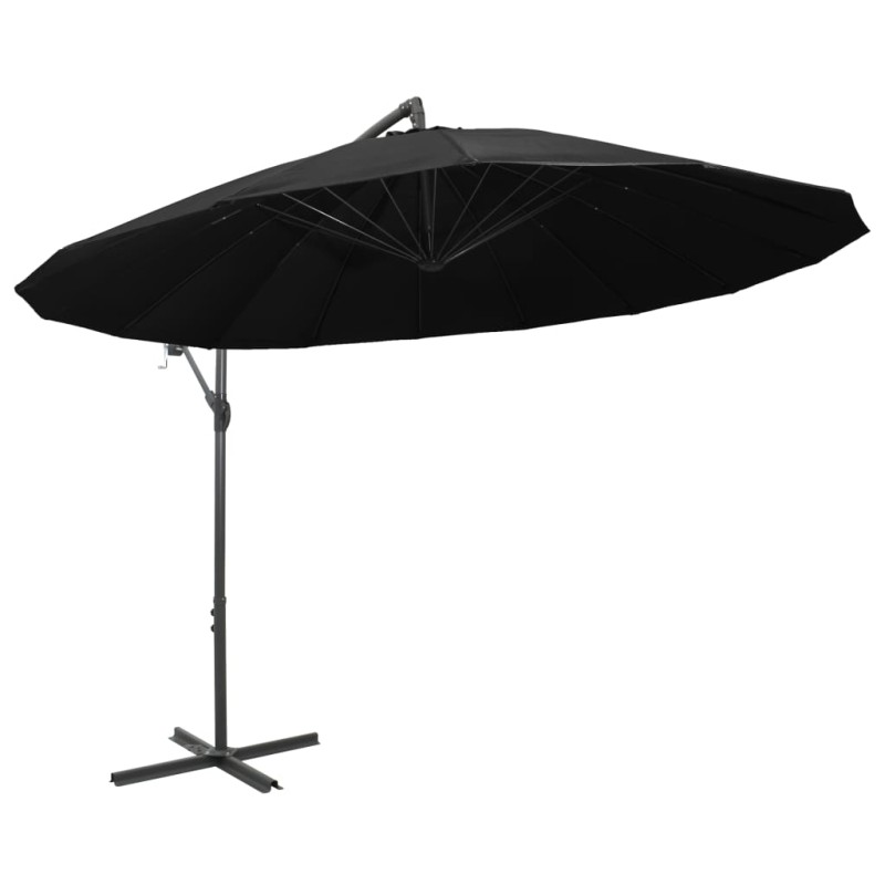 vidaXL Sombrilla colgante con palo de aluminio negro 3 m vidaXL Sombrilla colgante con palo de aluminio negro 3 m