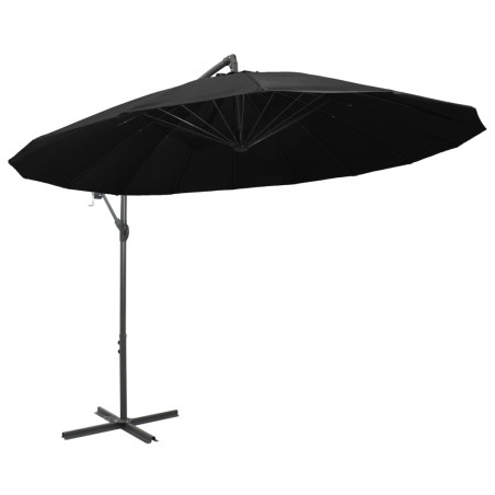 vidaXL Sombrilla colgante con palo de aluminio negro 3 m