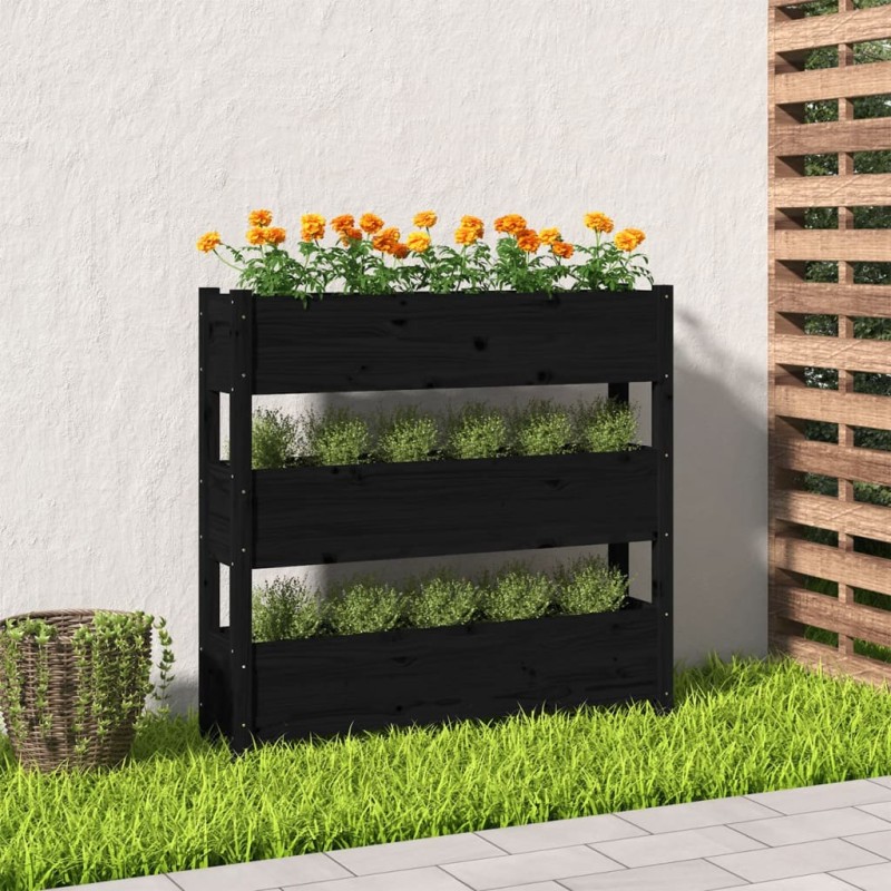 vidaXL Jardinera de madera maciza de pino negro 112x25x104,5 cm vidaXL Jardinera de madera maciza de pino negro 112x25x104,5 cm