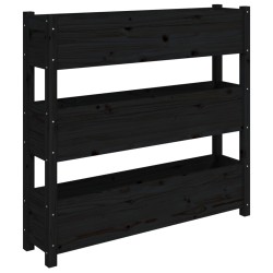 vidaXL Jardinera de madera maciza de pino negro 112x25x104,5 cm