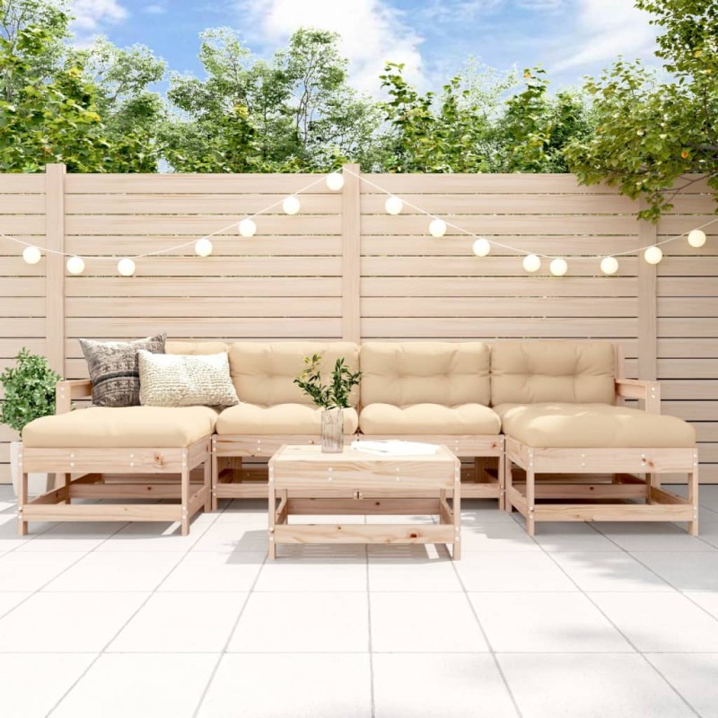 vidaXL Juego de muebles de jardín 7 piezas madera maciza de pino
