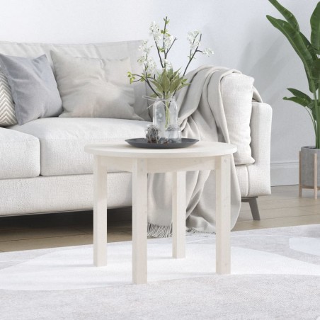 vidaXL Mesa de centro de madera maciza de pino blanco Ø 55x45 cm