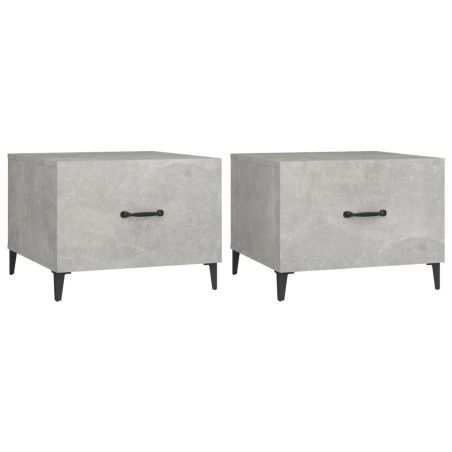 vidaXL Mesa de centro patas de metal 2 uds gris hormigón 50x50x40 cm