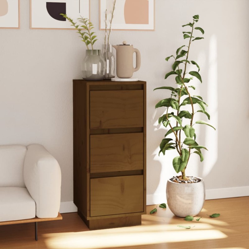 vidaXL Aparador de madera maciza de pino marrón miel 32x34x75 cm vidaXL Aparador de madera maciza de pino marrón miel 32x34x75 cm