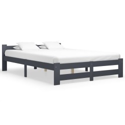 vidaXL Estructura de cama madera maciza de pino gris oscuro 140x200 cm