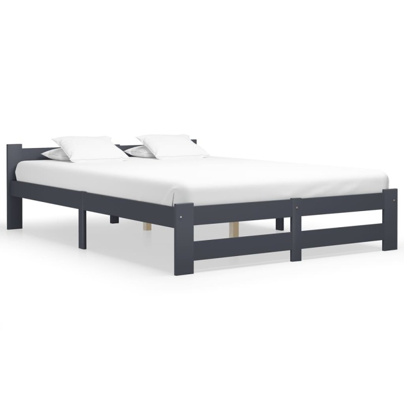 vidaXL Estructura de cama madera maciza de pino gris oscuro 140x200 cm