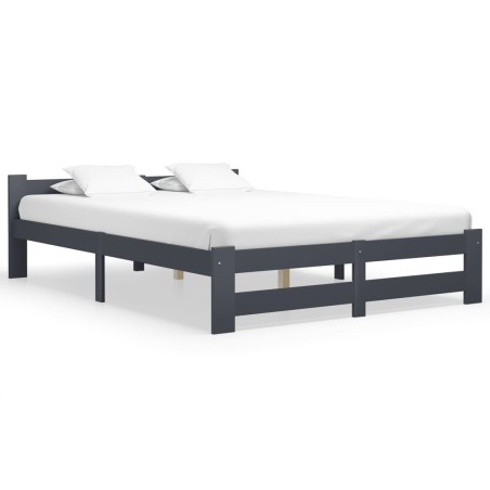 vidaXL Estructura de cama madera maciza de pino gris oscuro 140x200 cm