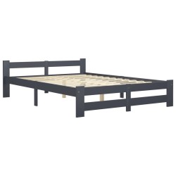 vidaXL Estructura de cama madera maciza de pino gris oscuro 140x200 cm