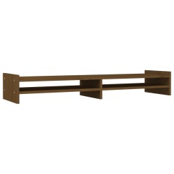 vidaXL Soporte de monitor madera maciza pino marrón miel 100x27x15 cm