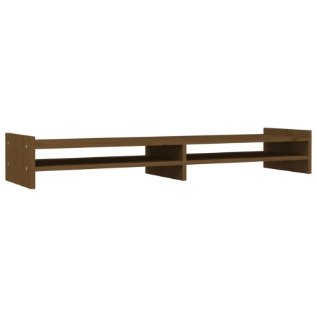 vidaXL Soporte de monitor madera maciza pino marrón miel 100x27x15 cm