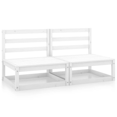 vidaXL Sofás central de jardín 2 unidades blanco madera maciza de pino