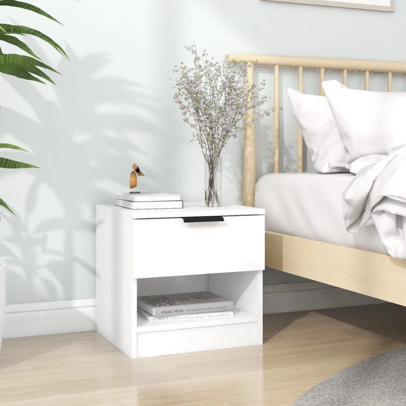 vidaXL Mesita de noche madera contrachapada color blanco