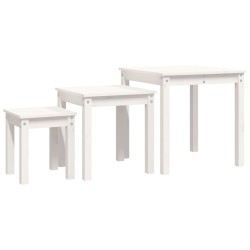 vidaXL Mesas apilables 3 piezas madera maciza de pino blanco