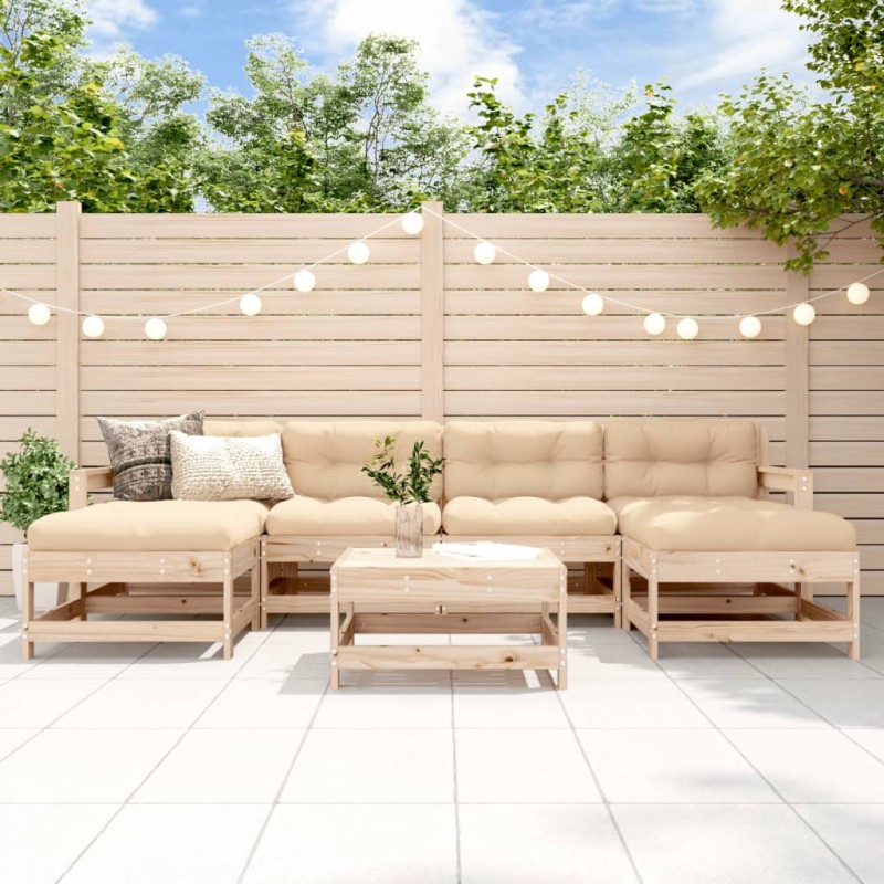 vidaXL Juego de muebles de jardín 7 piezas madera maciza de pino vidaXL Juego de muebles de jardín 7 piezas madera maciza de pino