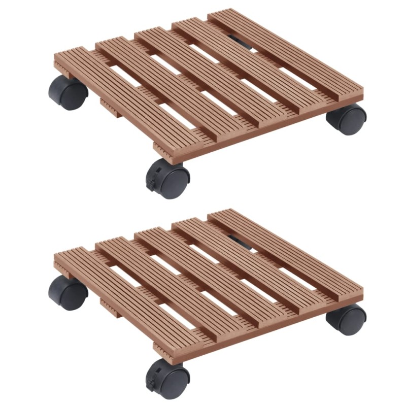 vidaXL Soporte con ruedas para plantas 2 uds WPC marrón 30x30x7,5 cm vidaXL Soporte con ruedas para plantas 2 uds WPC marrón 30x30x7,5 cm