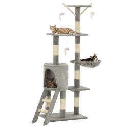 vidaXL Rascador para gatos con poste de sisal 138 cm gris