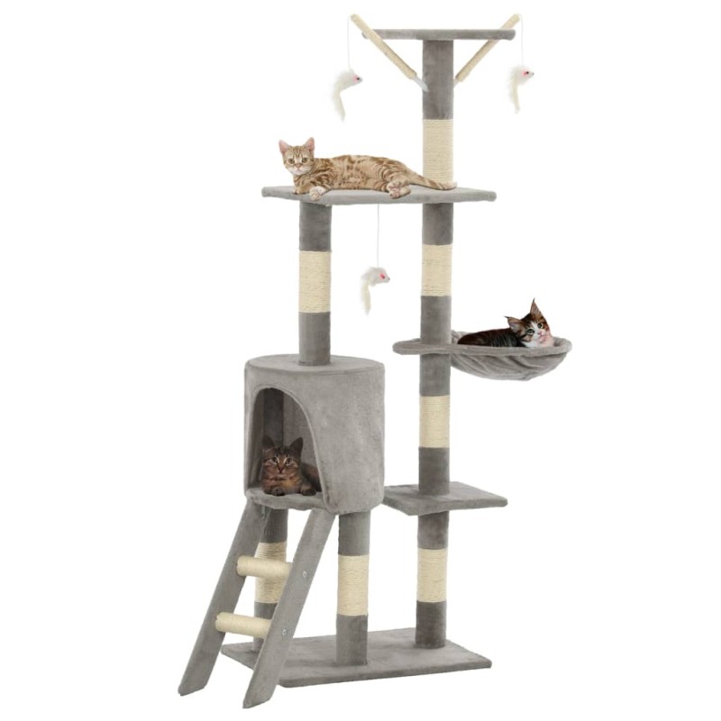 vidaXL Rascador para gatos con poste de sisal 138 cm gris