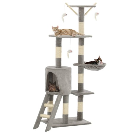 vidaXL Rascador para gatos con poste de sisal 138 cm gris