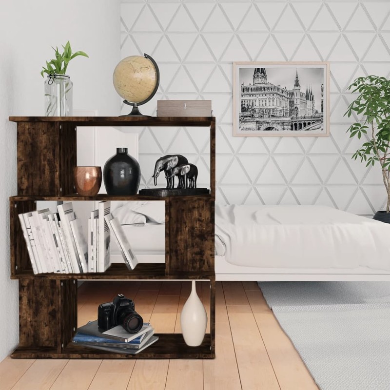 vidaXL Estantería/Biombo madera aglomerada roble ahumado 80x24x96 cm vidaXL Estantería/Biombo madera aglomerada roble ahumado 80x24x96 cm