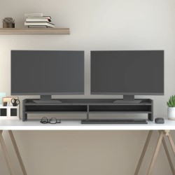 vidaXL Soporte para monitor madera maciza de pino gris 100x24x16 cm
