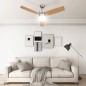 vidaXL Ventilador de techo con luz con mando marrón claro 108 cm