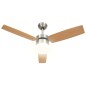 vidaXL Ventilador de techo con luz con mando marrón claro 108 cm